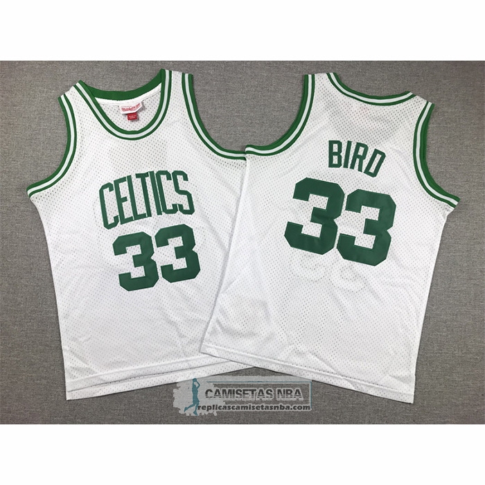 Camiseta Nino Boston Celtics Larry Bird NO 33 Mitchell & Ness 1985-86 Blanco